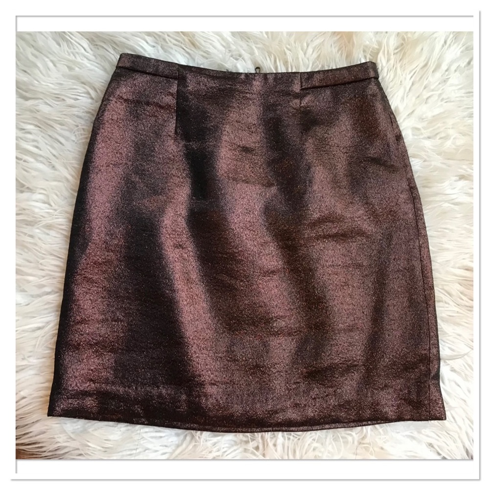 Anthropologie Leifsdottir Metallic Skirt Bronze Lined Size 4